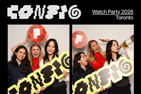 Emily and friends at the ConFig watch party