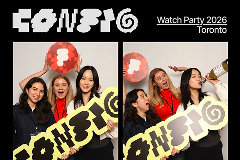 Emily and friends at the ConFig watch party