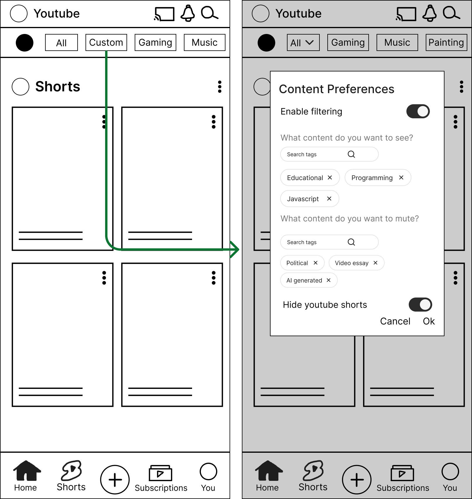 Manage content preferences concept
