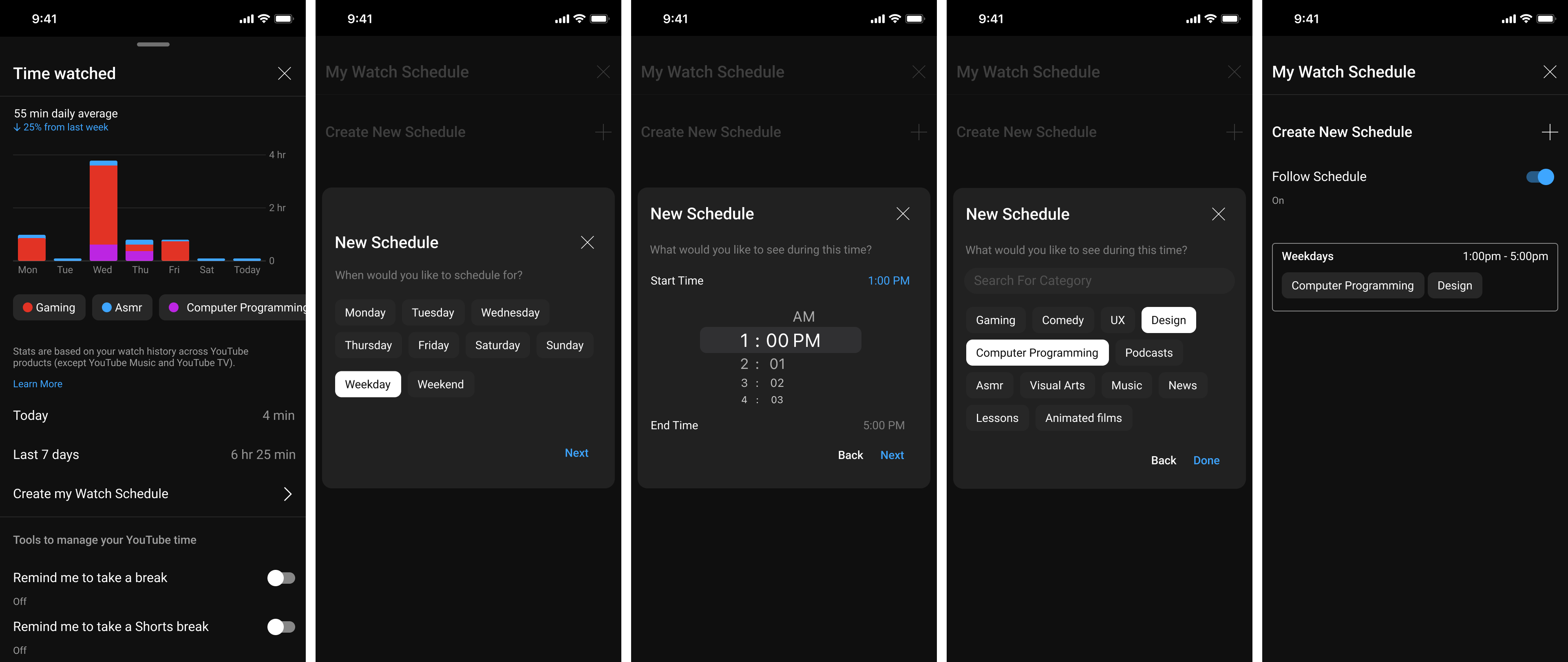 Watch schedule flow hi-fi redesign