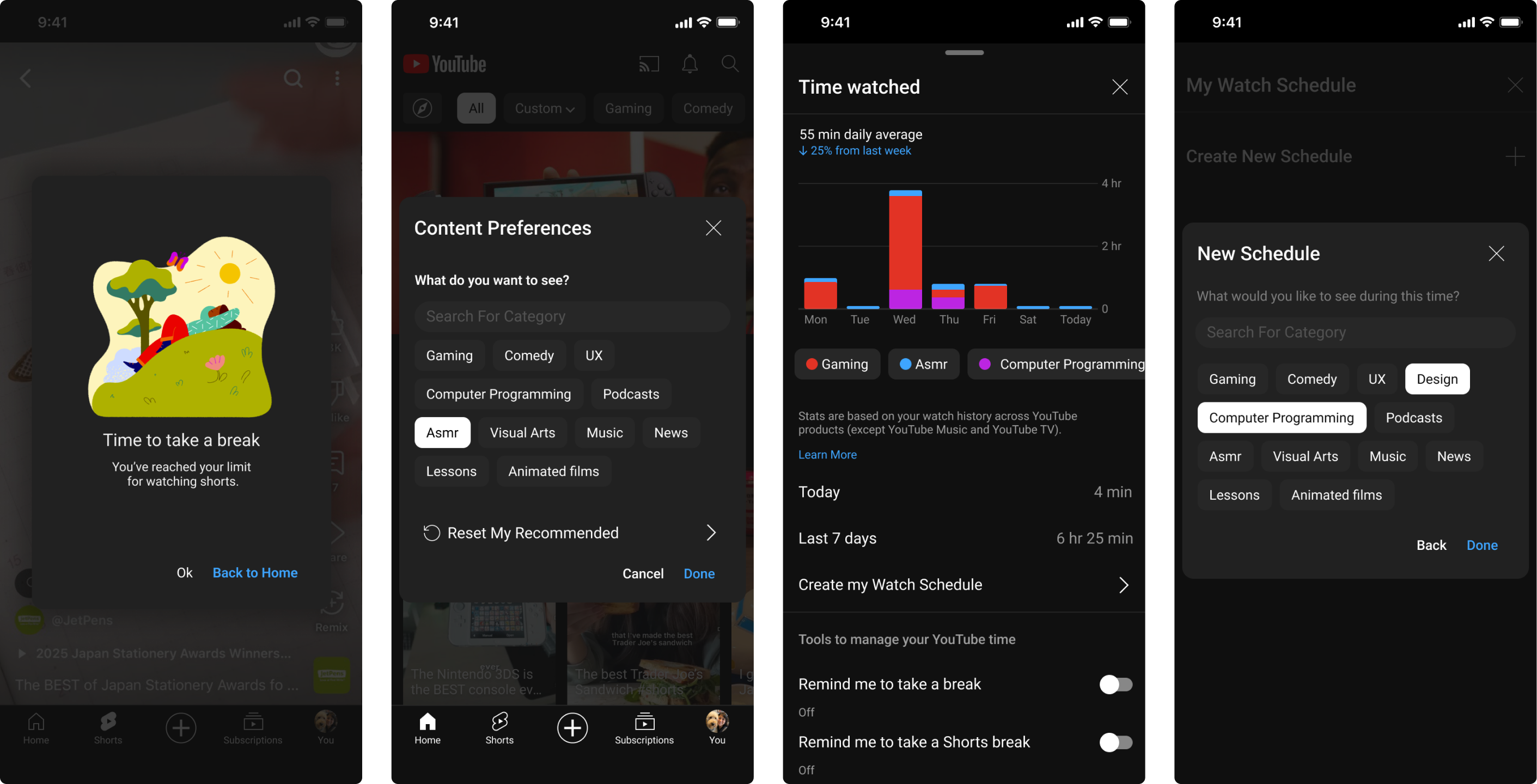 YouTube mindful viewing interface concepts