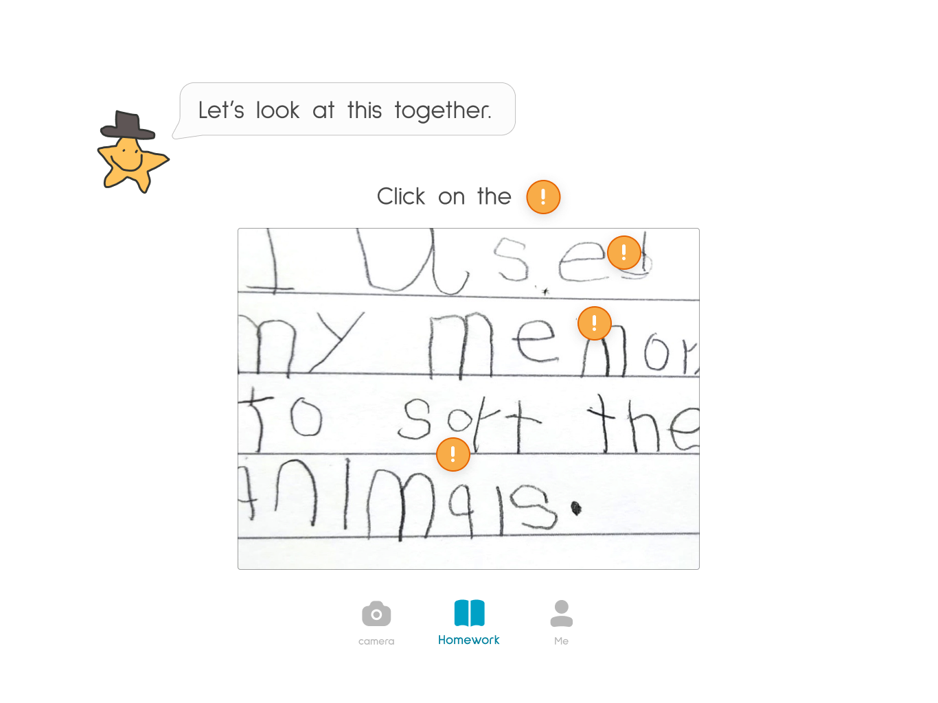 Penkin homework screen highlighting spelling corrections to review