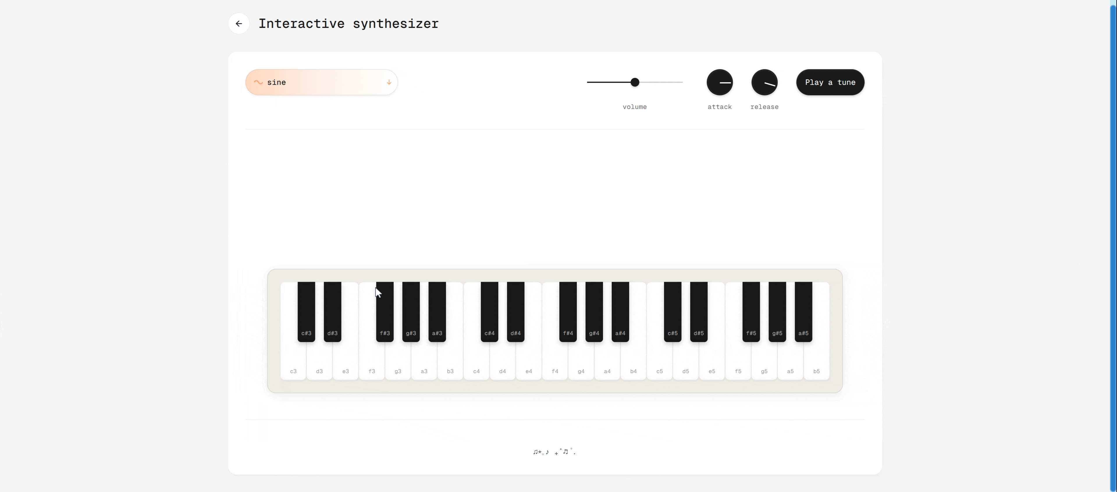 Interactive piano prototype