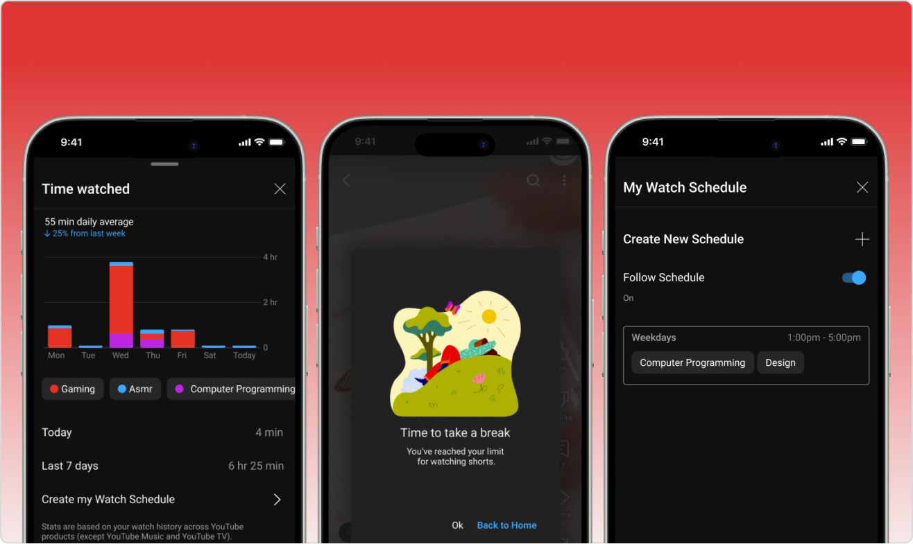 YouTube mindful viewing interface concepts